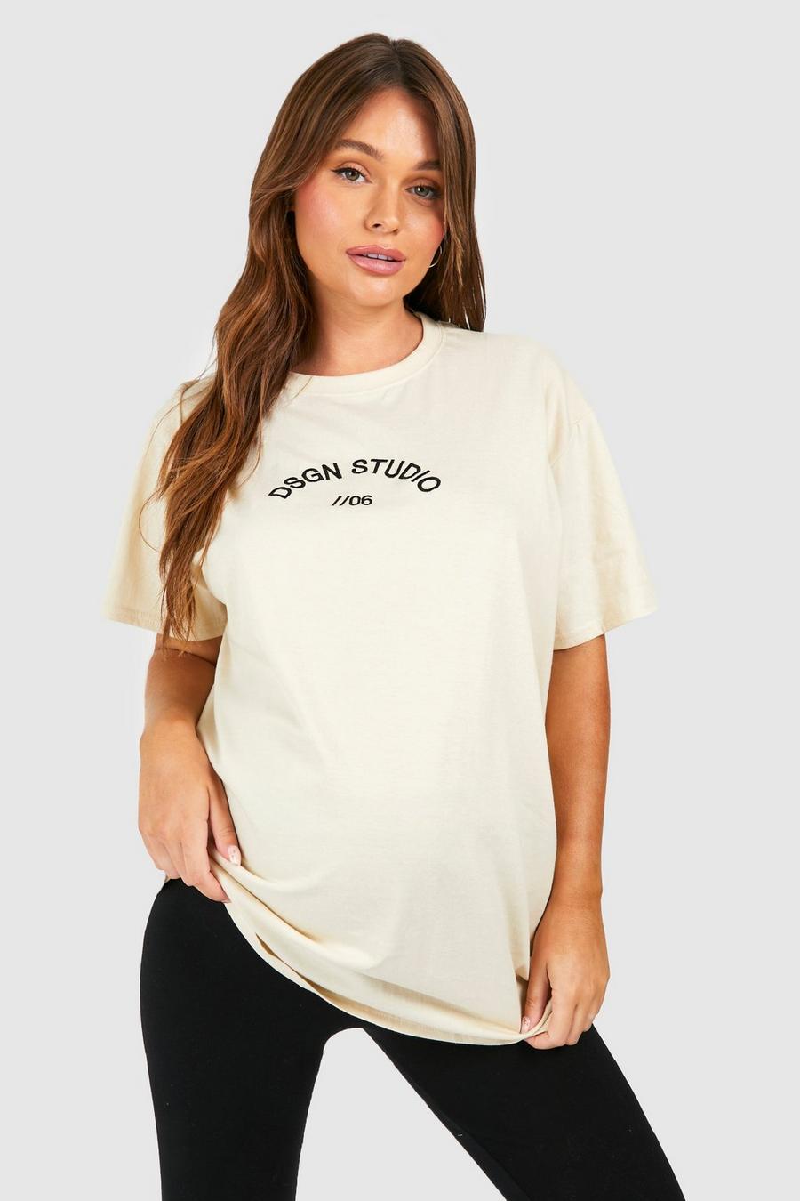 Umstandsmode T-Shirt mit Dsgn Studio Stickerei, Sand beige