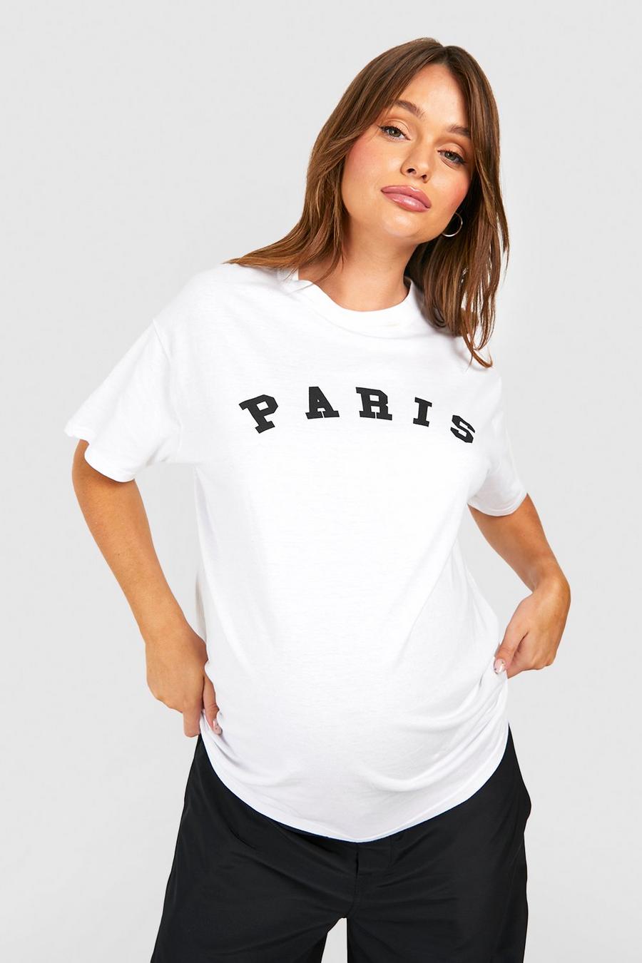 White Maternity Paris Graphic T-Shirt