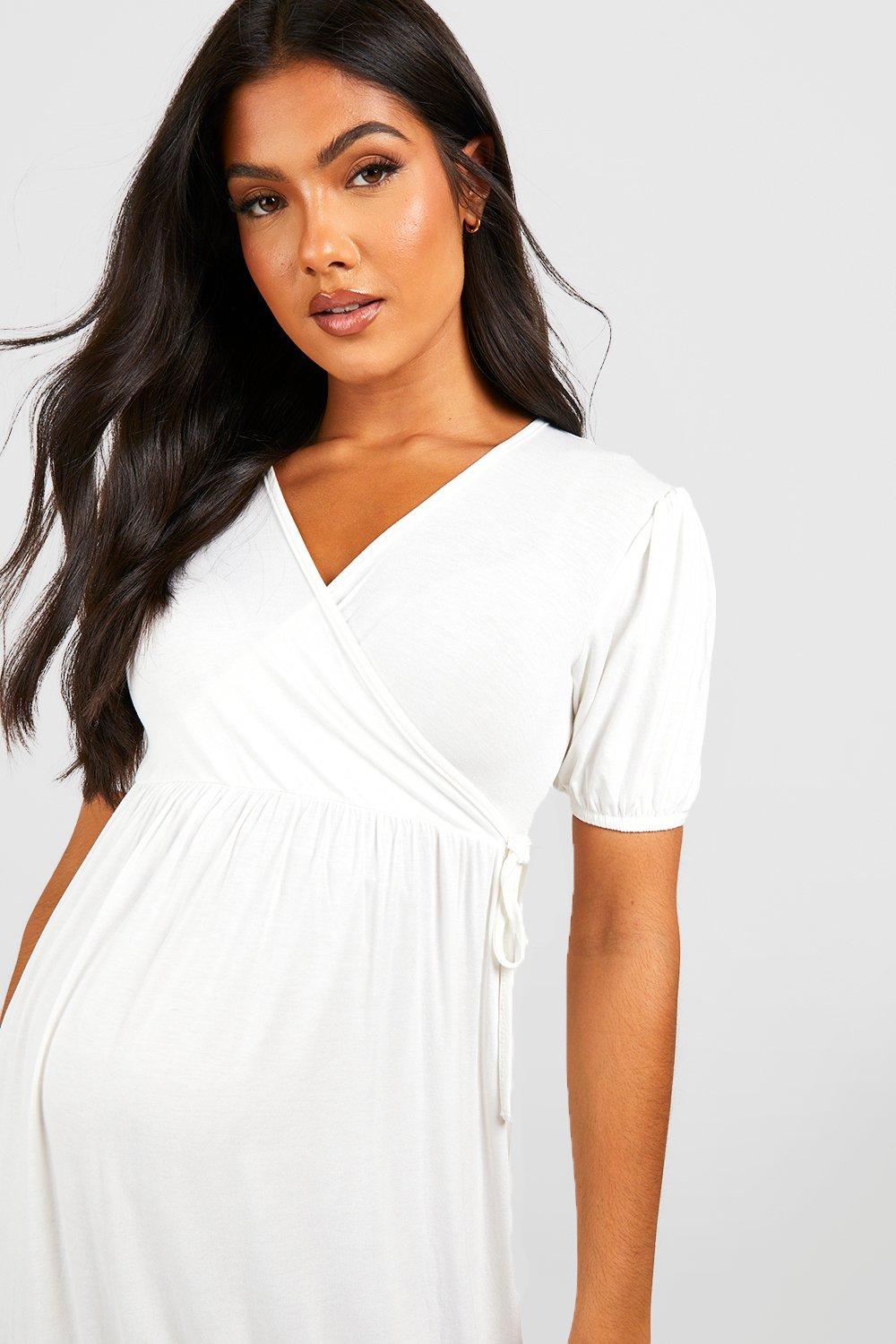 Boohoo maternity wrap clearance dress