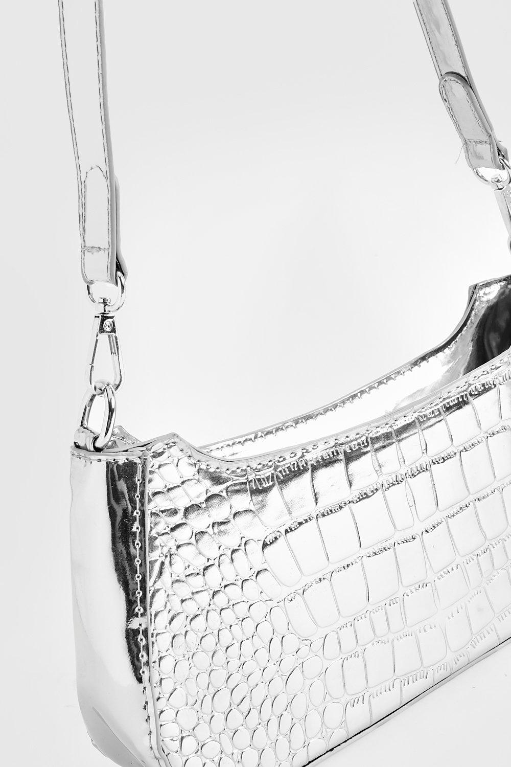 Metallic Curve Detail Shoulder Bag | boohoo
