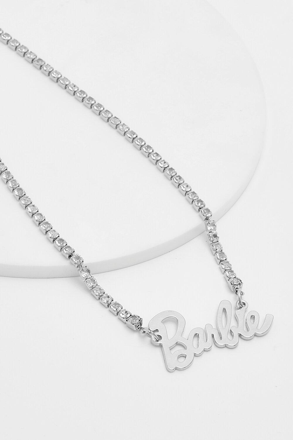 Barbie Rhinestone Slogan Choker Necklace