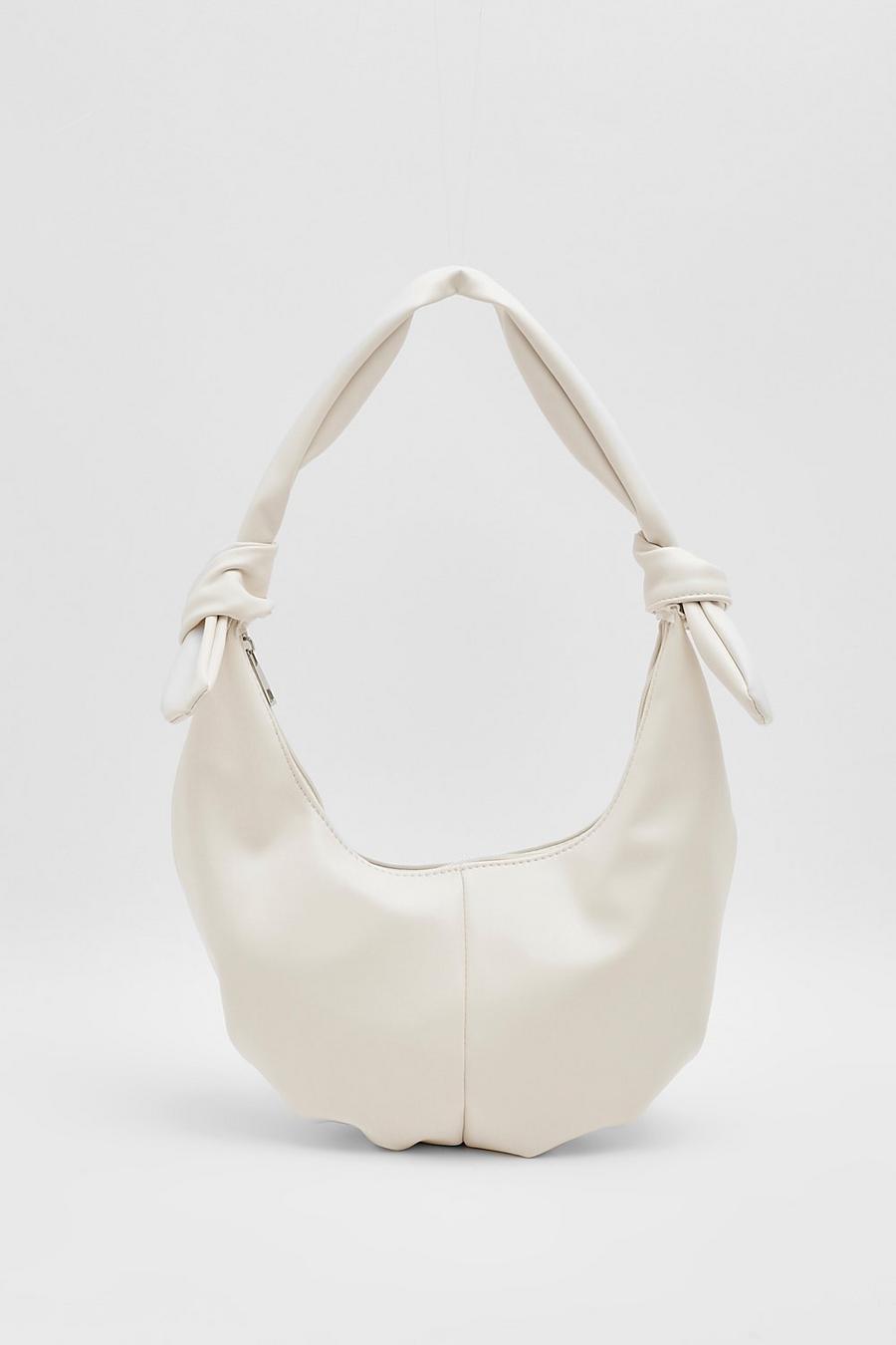 Cream white Slouchy Knot Handle Shoulder Bag 
