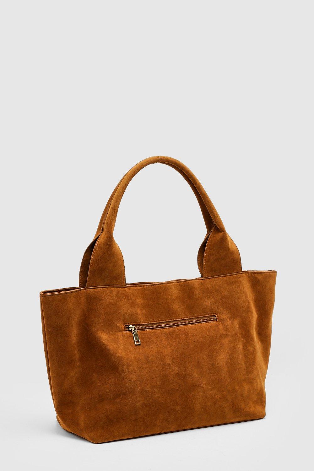 Faux suede deals tote bag