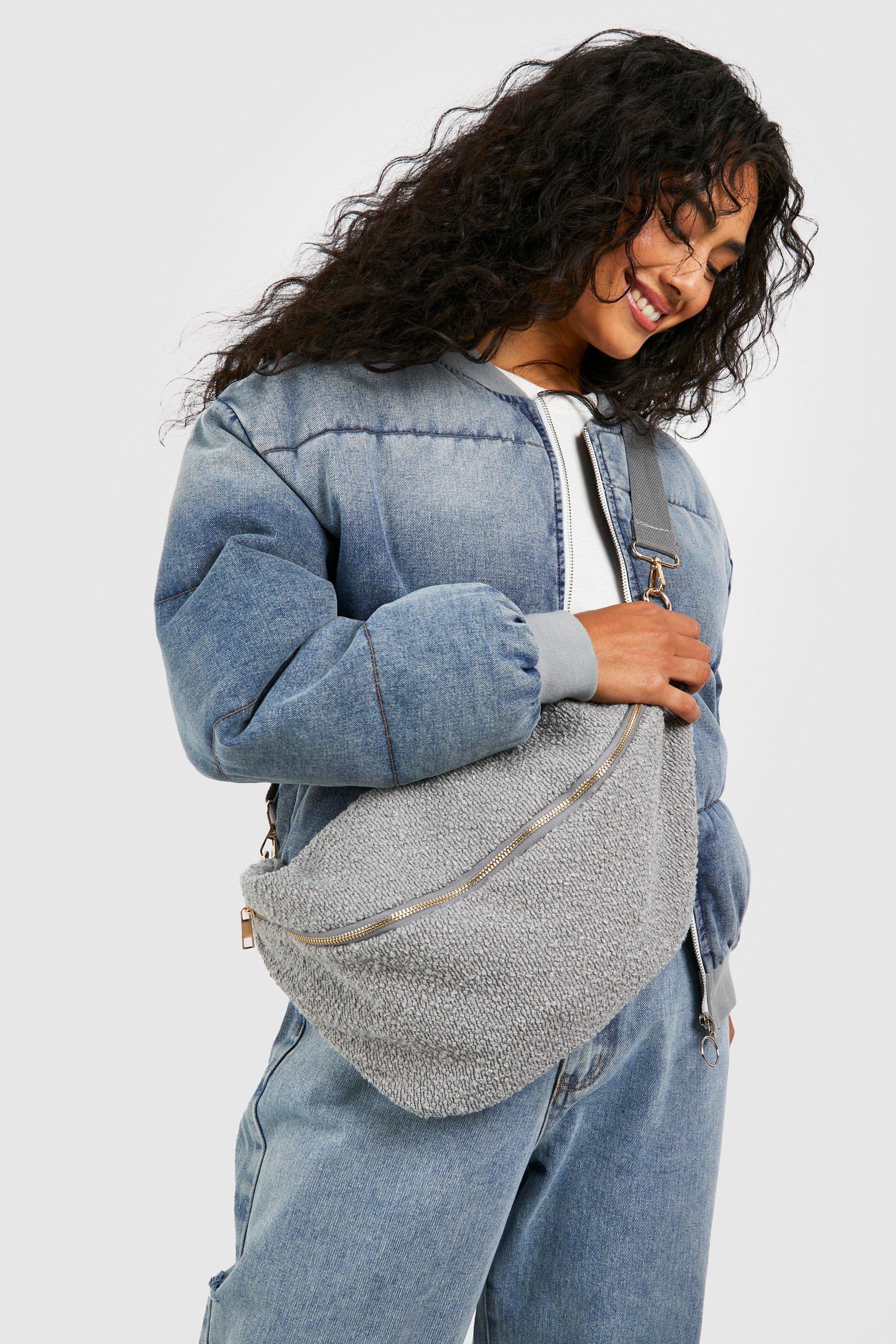 Textured Fabric Oversized Bum Bag Boohoo UK