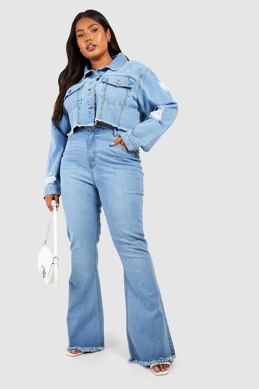 Flare Jeans Women Denim Pants High Waisted Slit Leg Vintage Streetwear Bell  Bottom Fashion Clothes Cut Out Full Length Traf