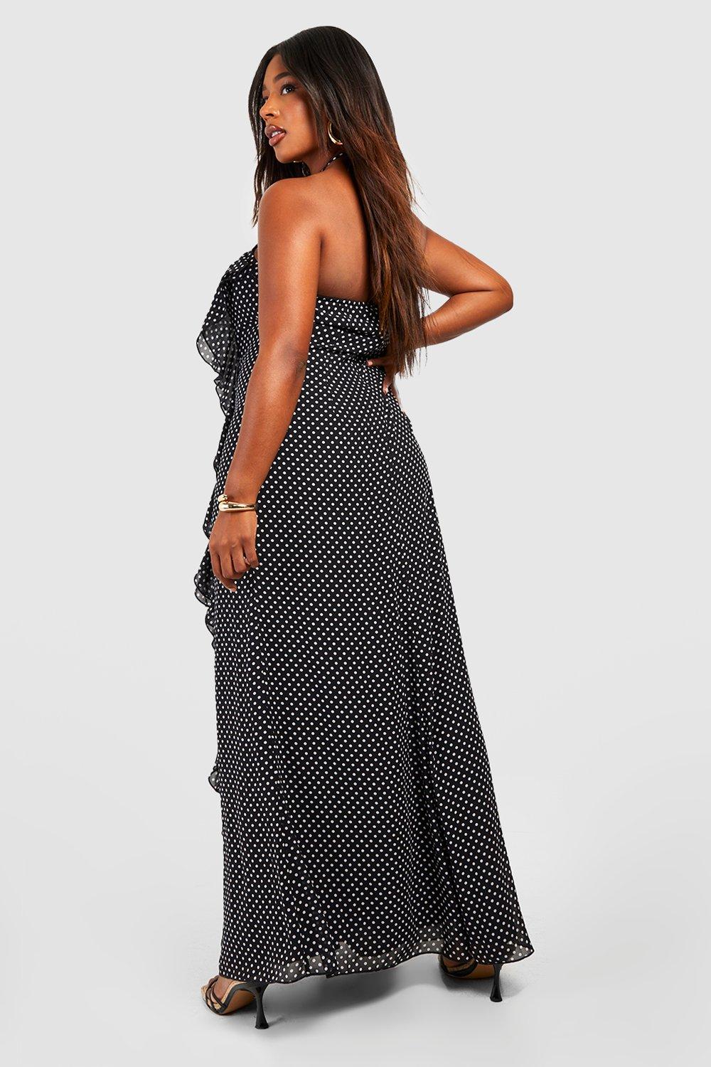 Striped ruffle hotsell maxi dress