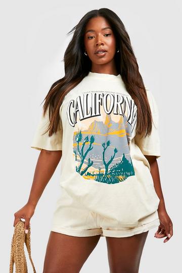 Plus California Western Oversized T-shirt stone