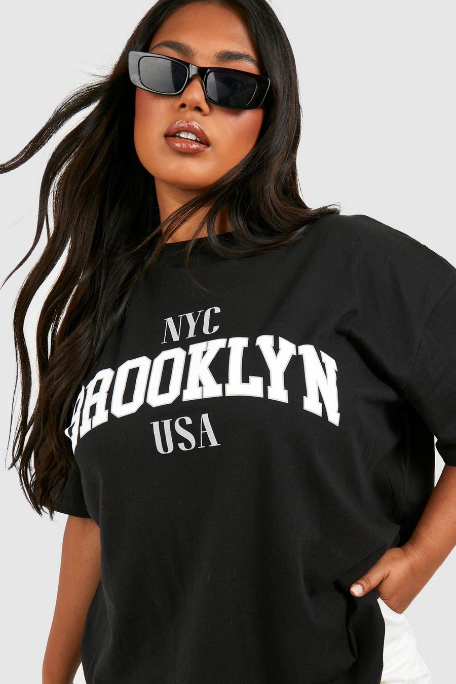 Ladies Oversized T Shirt Varsity NewYork 98 Brooklyn Stripe T-Shirt Baseball  Top