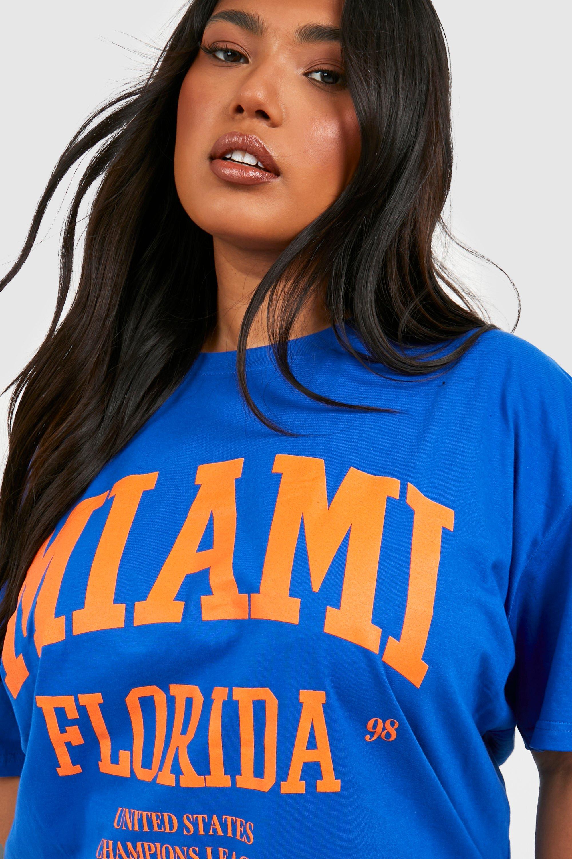 Plus Oversized Miami Varsity T Shirt boohoo