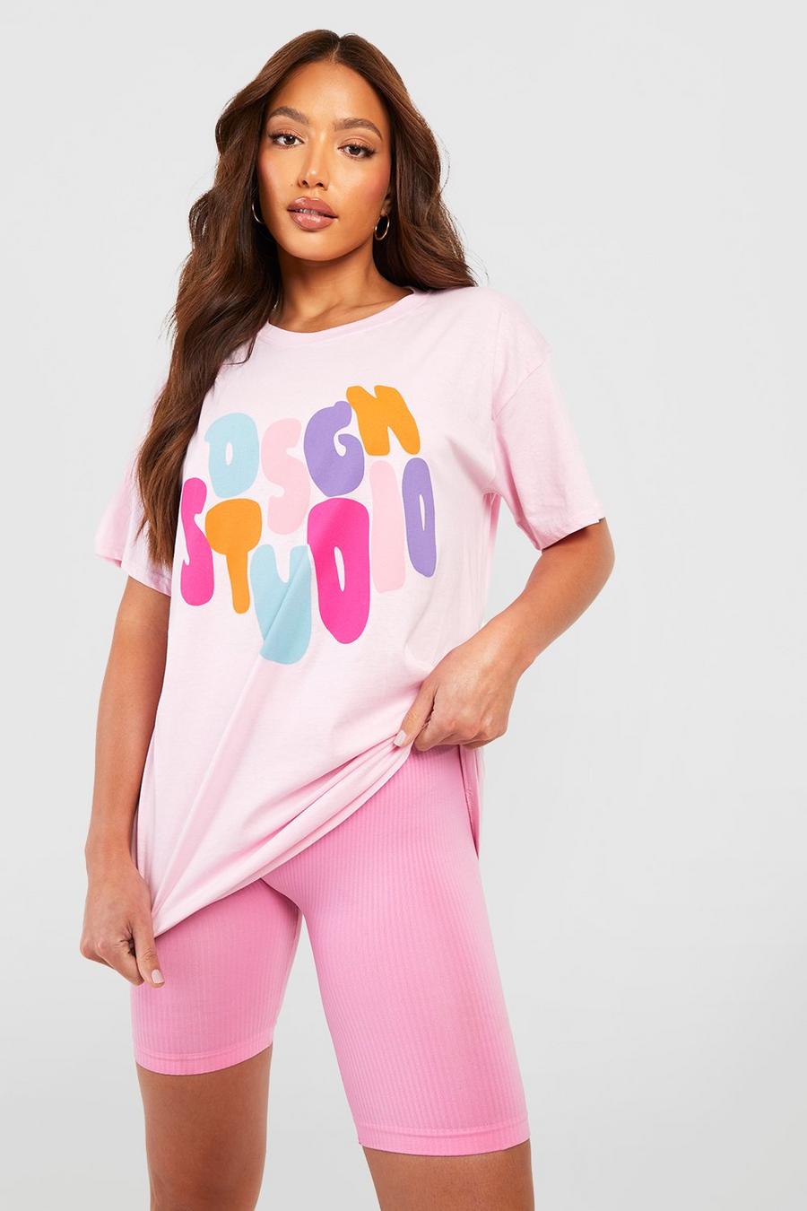 Tall - T-shirt oversize à slogan Dsgn Studio , Light pink rosa