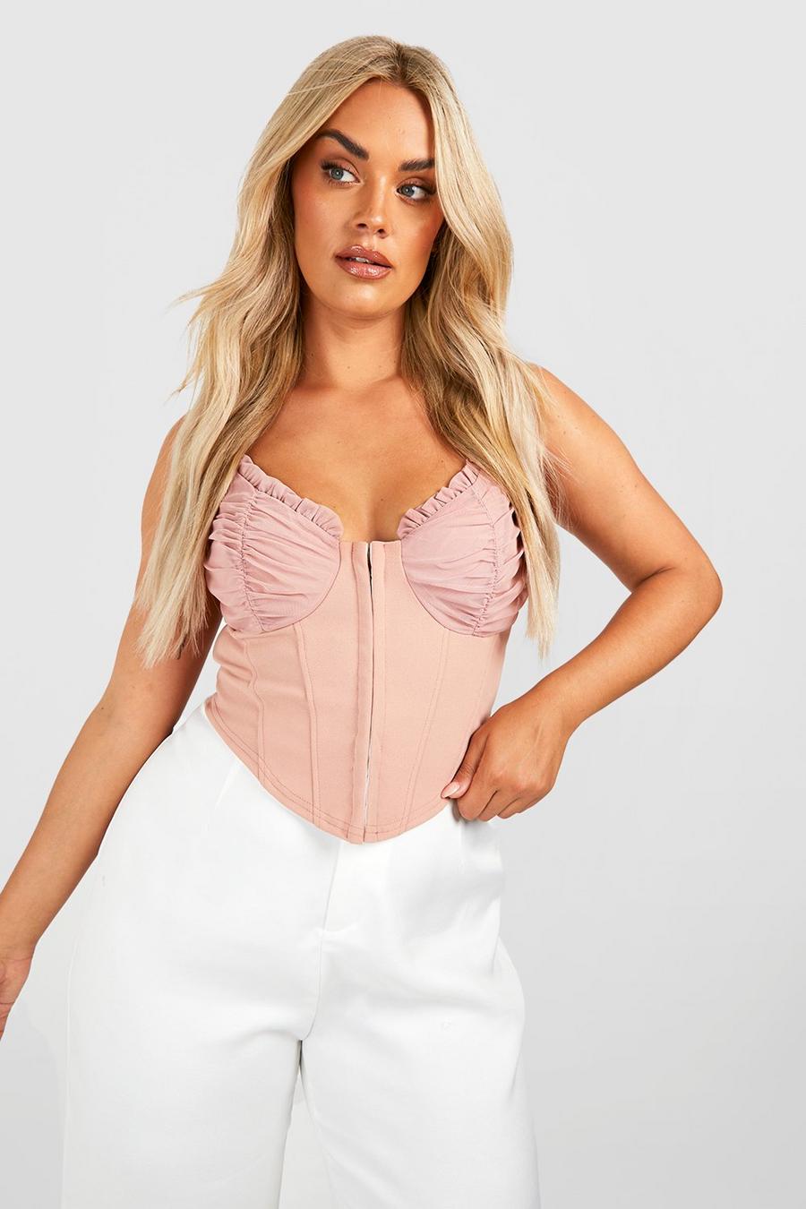 Rose Plus Hook And Eye Ruched Cup Corset Top 