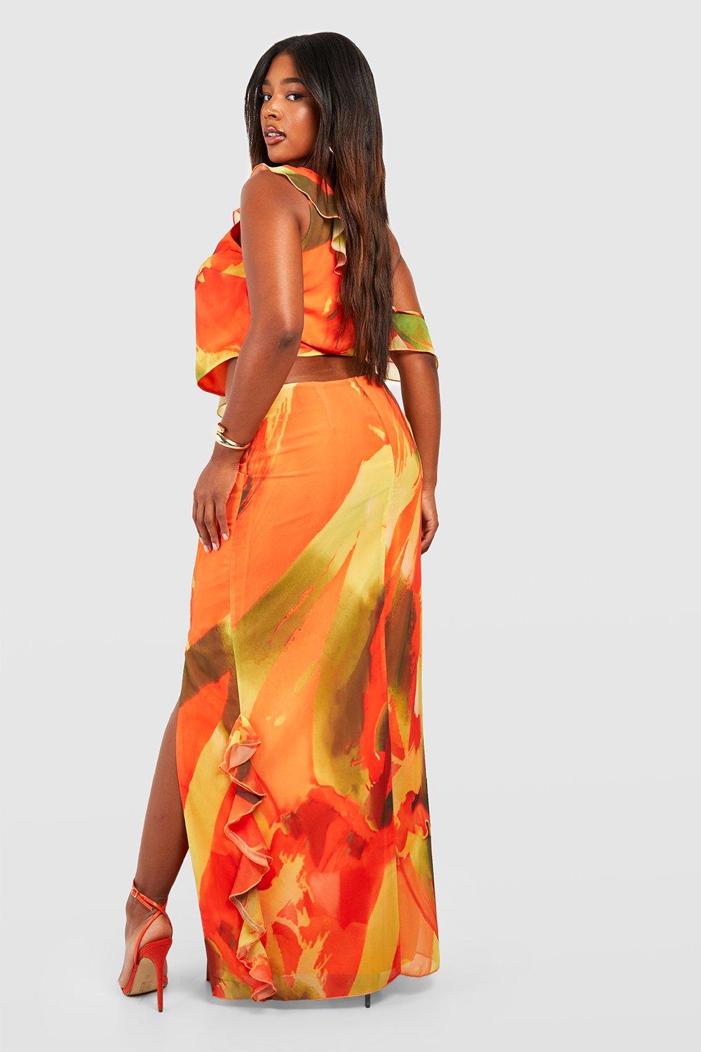 Orange maxi hotsell skirt uk