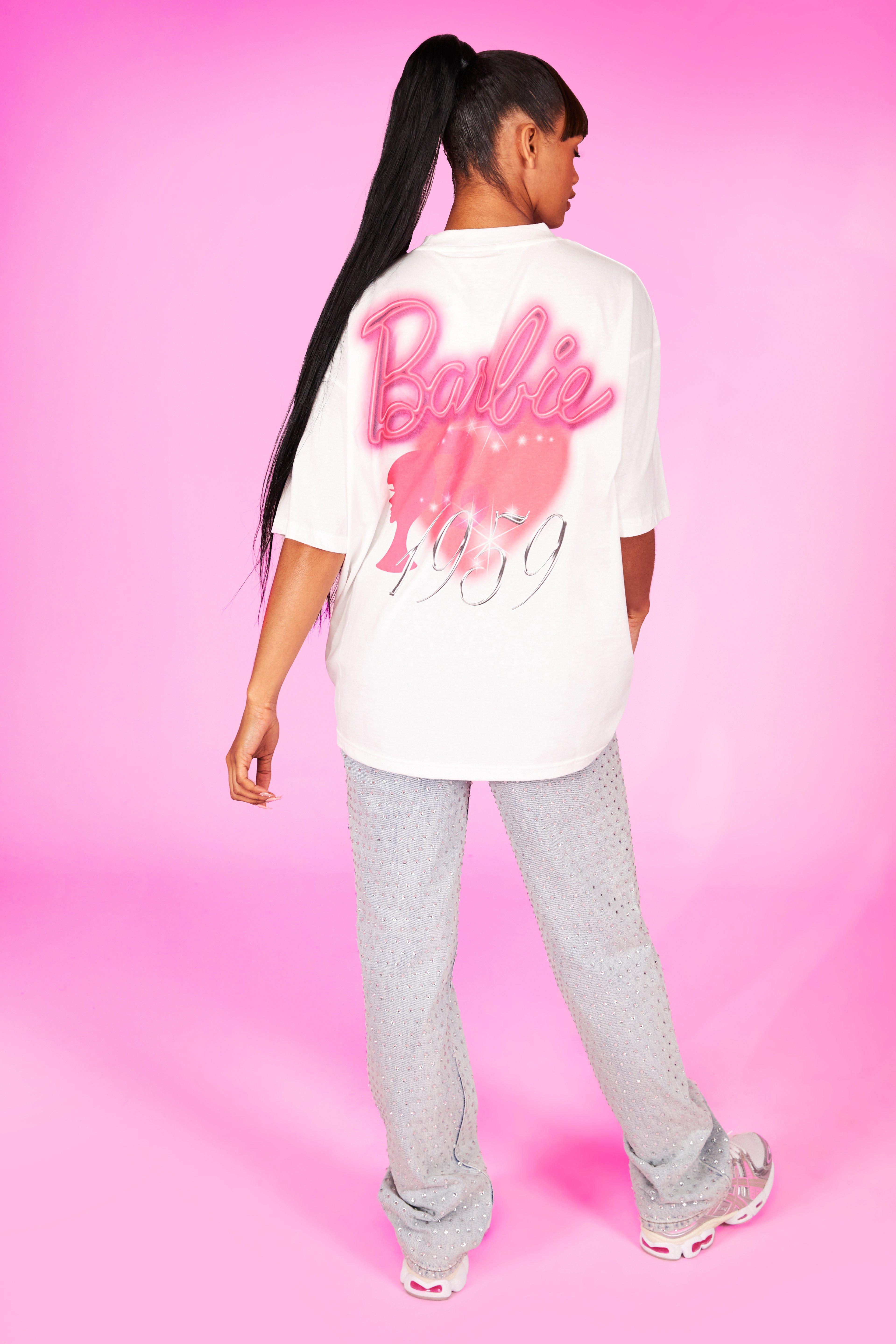 boohoo Barbie Car Graphic Oversized T-Shirt - White - Size 14