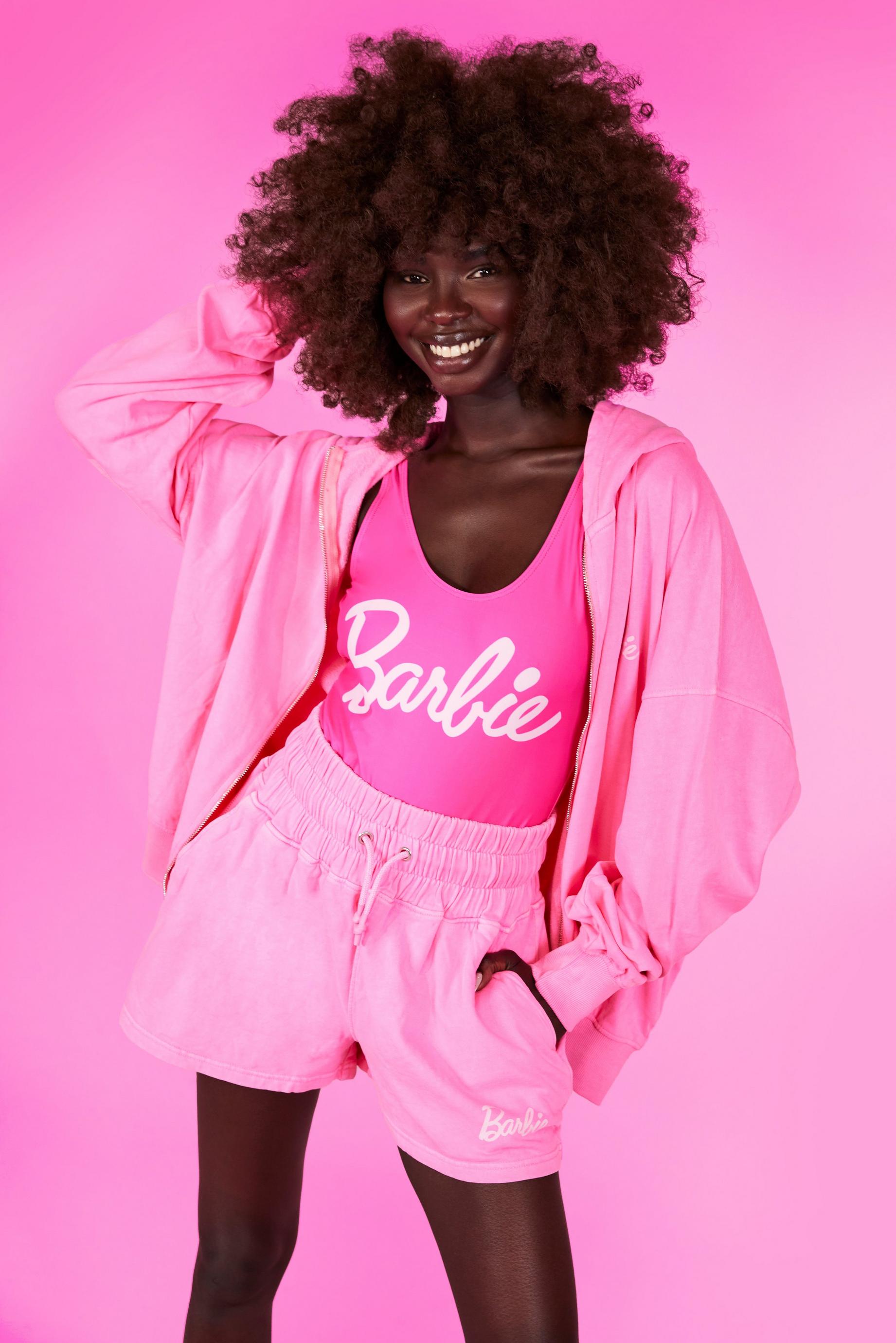 boohoo Barbie Velour Cropped Zip Through Jacket - Pink - Size 20