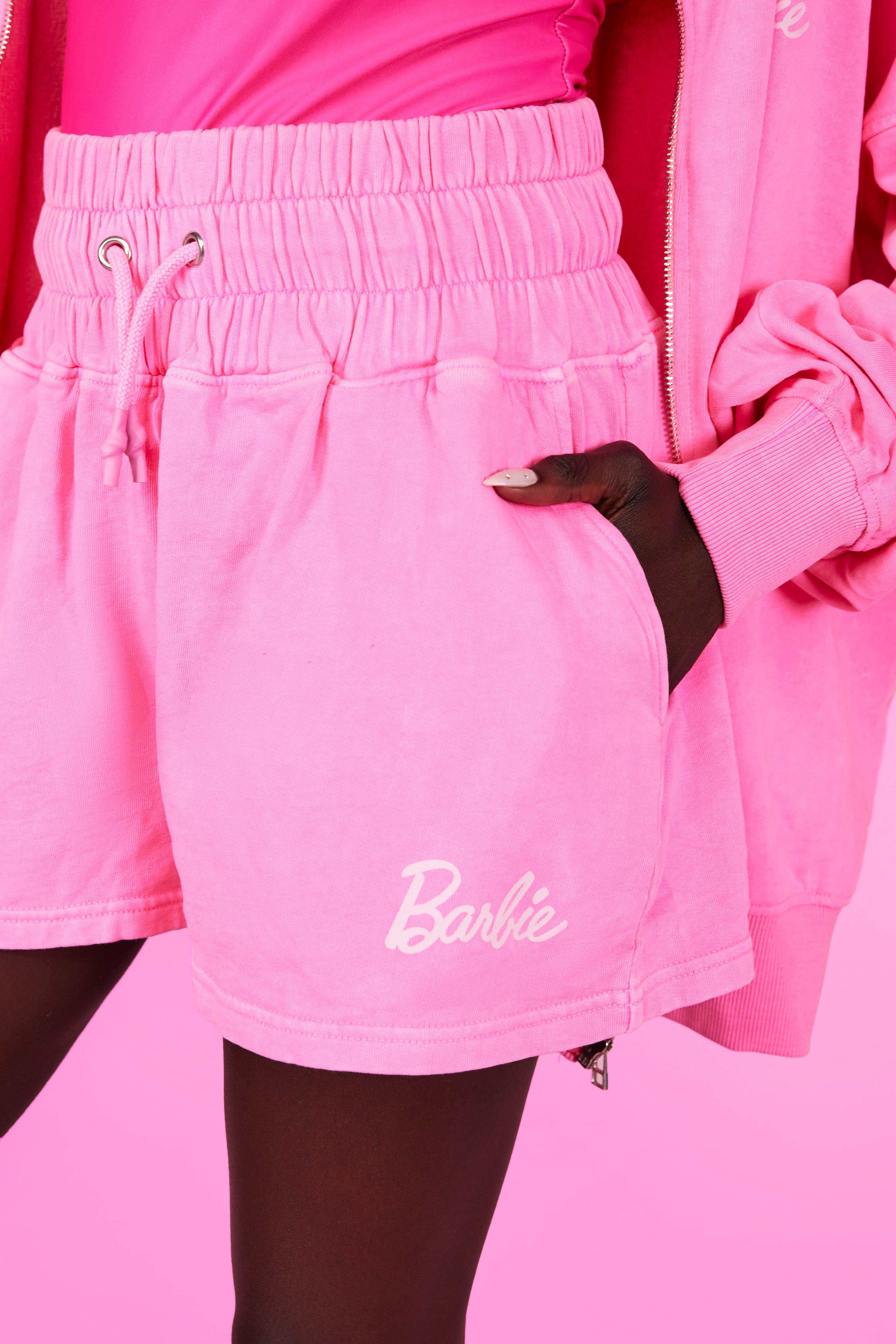 boohoo Barbie Velour Cropped Zip Through Jacket - Pink - Size 20
