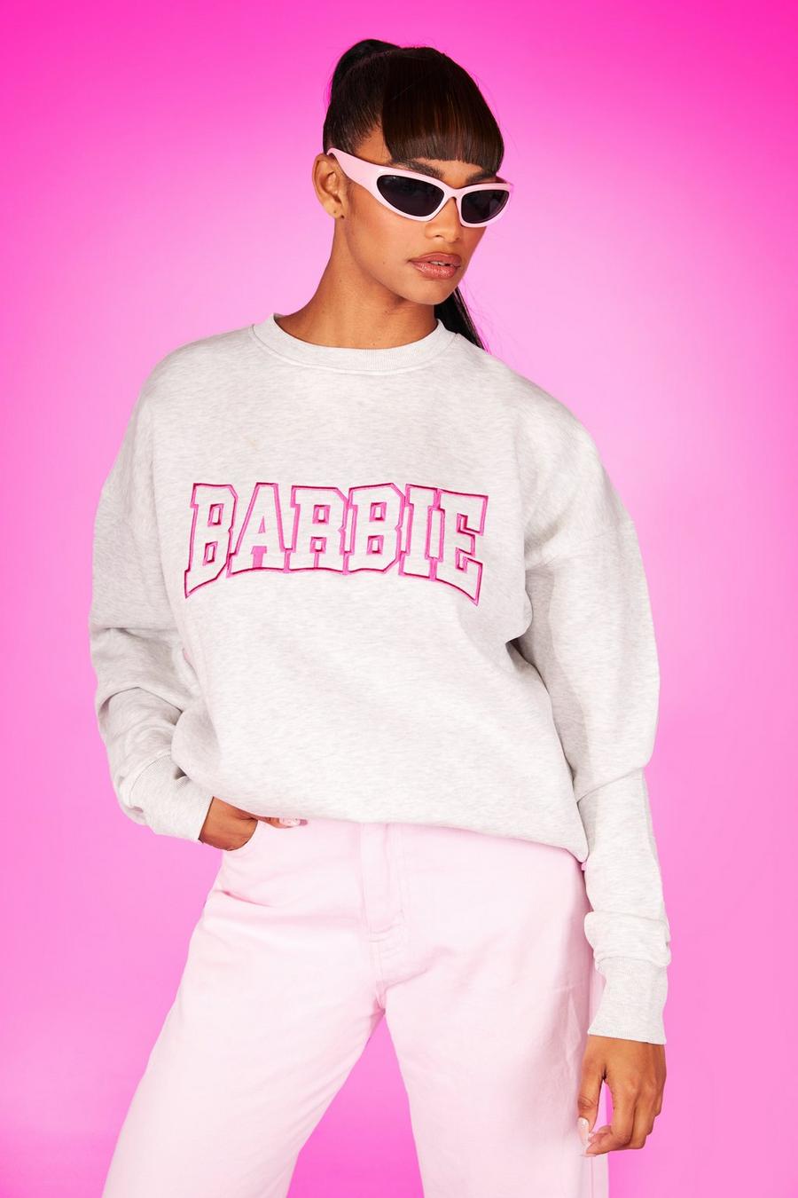 Grey grå Barbie Sweatshirt med brodyr