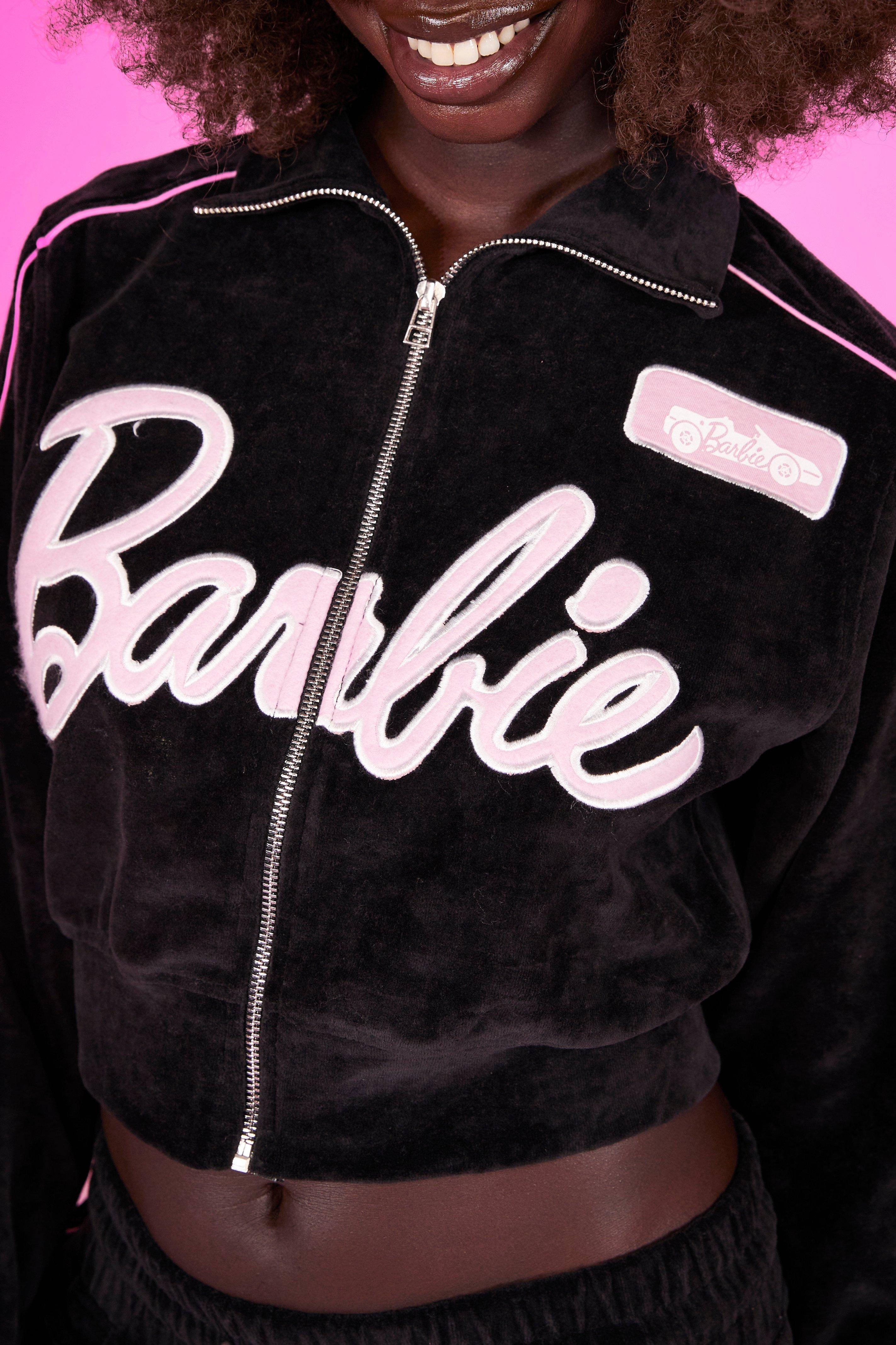 Barbie Velour Cropped Zip Through Jacket