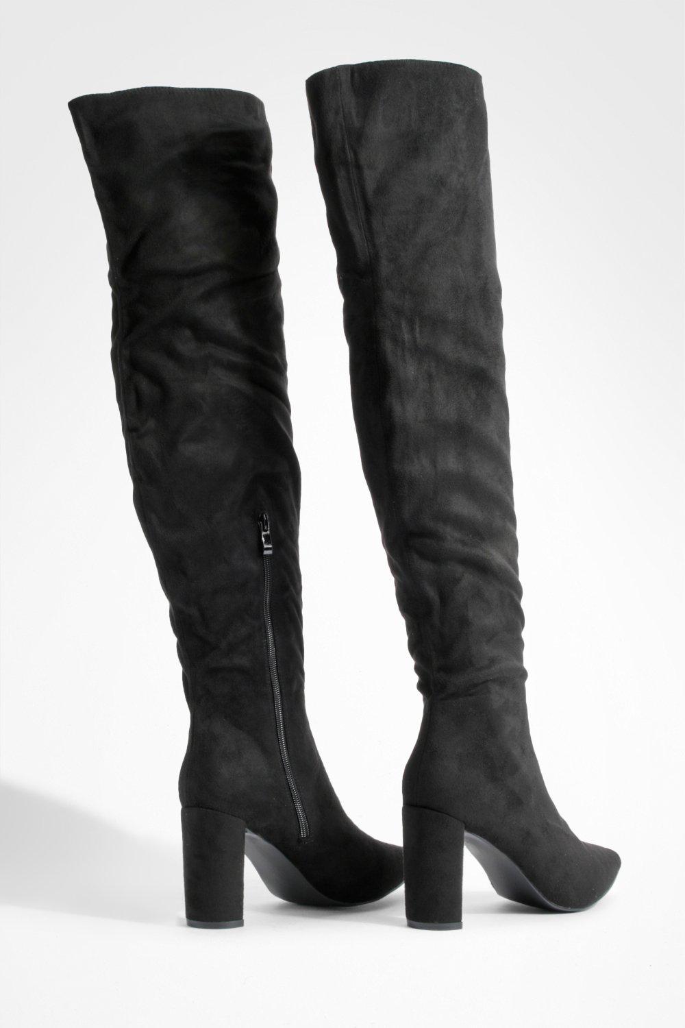 Black wide fit thigh best sale high boots