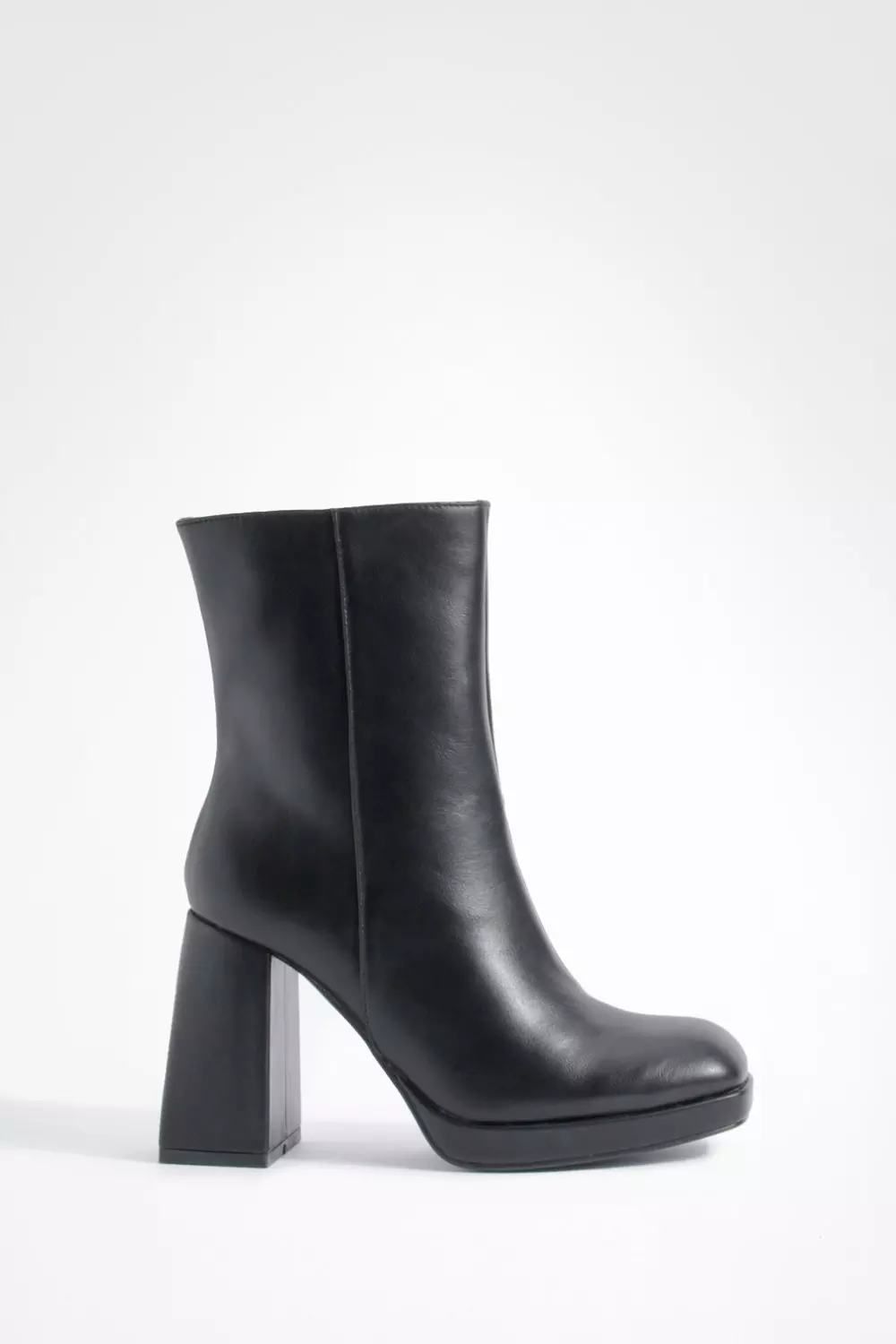 Black Wide Fit Platform Block Heel Boots alternative image