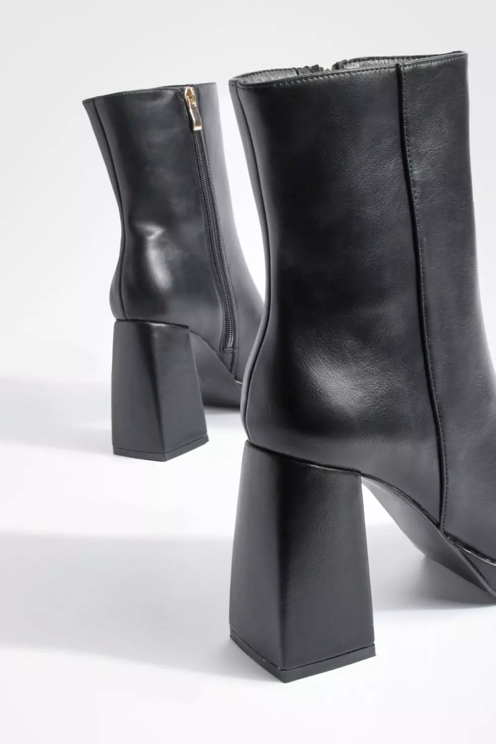 Black Wide Fit Platform Block Heel Boots alternative image