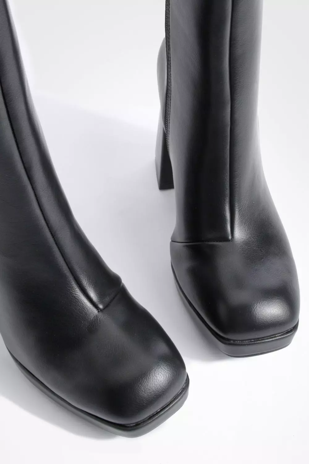 Black Wide Fit Platform Block Heel Boots alternative image
