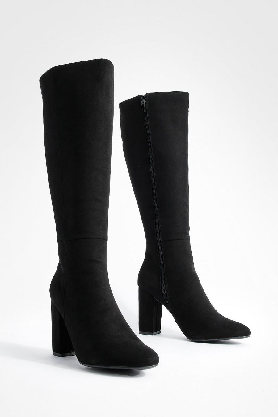 Black svart Knee High Heeled Boots image number 1