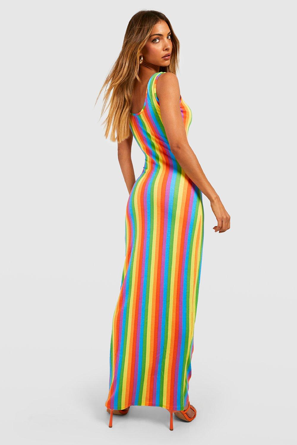 Boohoo striped hot sale maxi dress