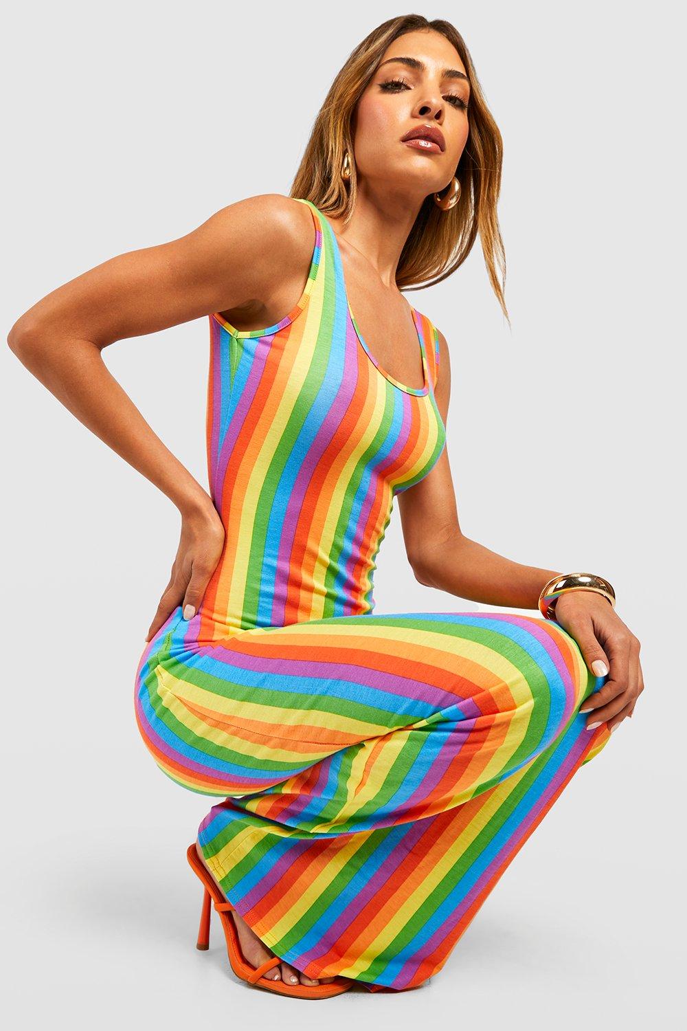 Boohoo striped maxi dress sale