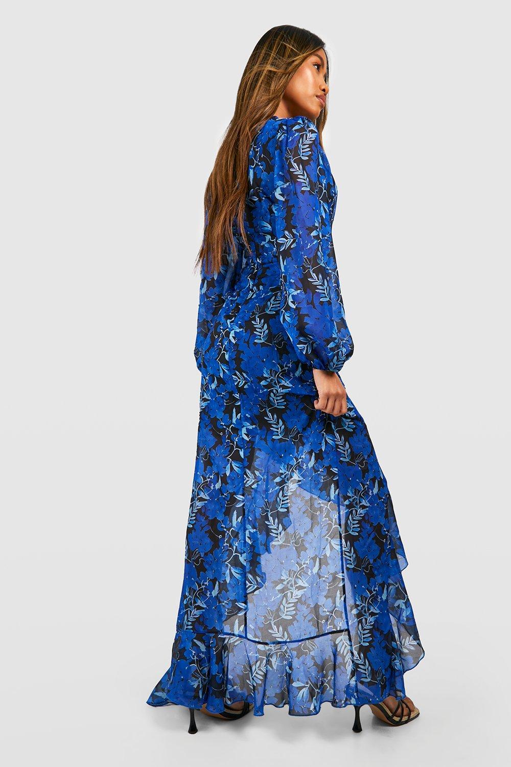 Navy floral sale chiffon dress