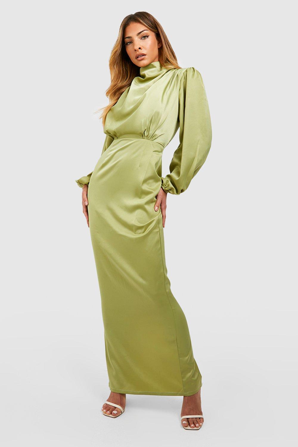 Long sleeve cowl neck maxi outlet dress