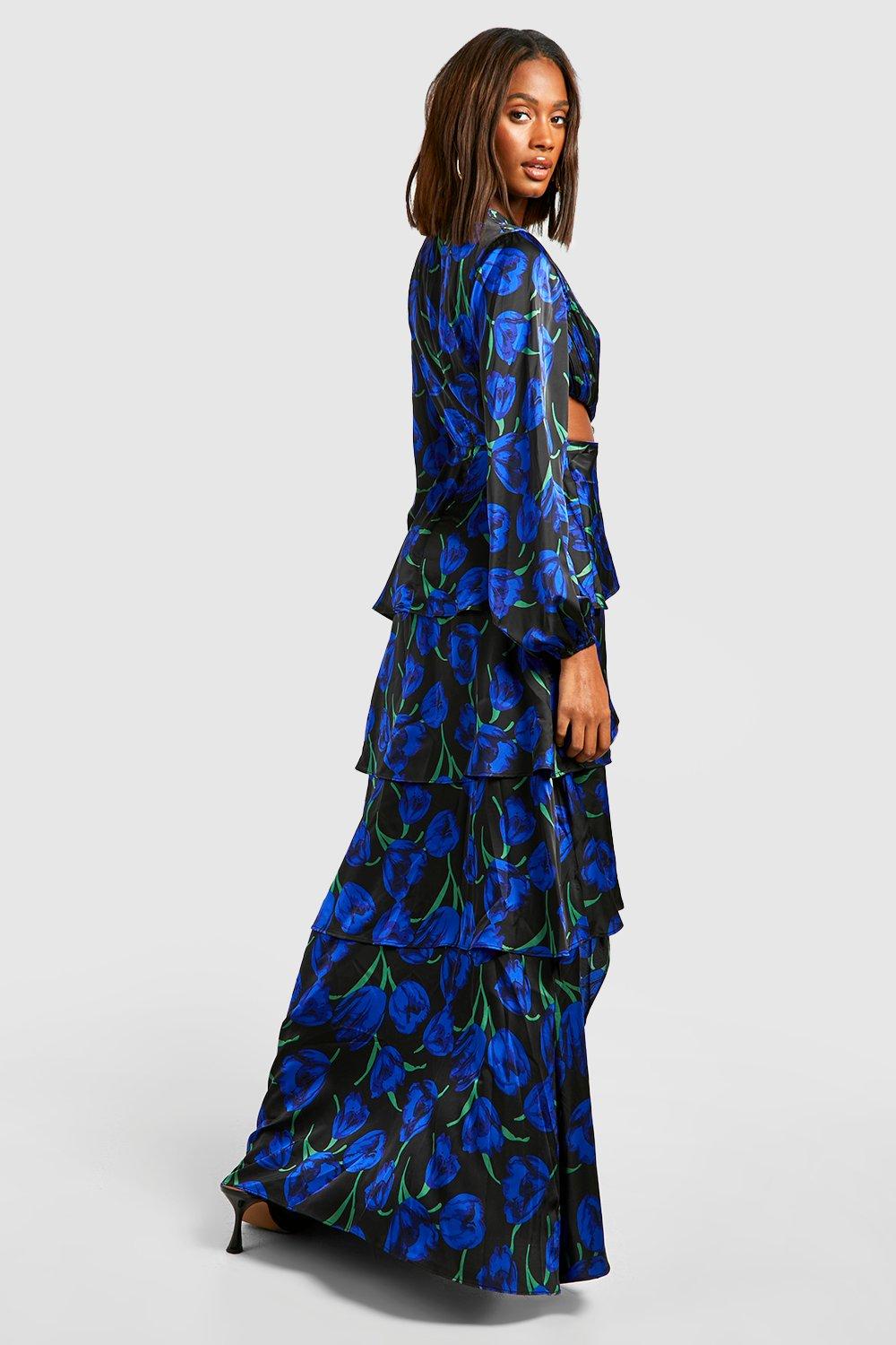 Boohoo blue shop floral dress