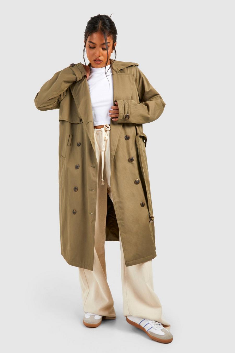Khaki Petite Premium Trenchcoat med bälte image number 1