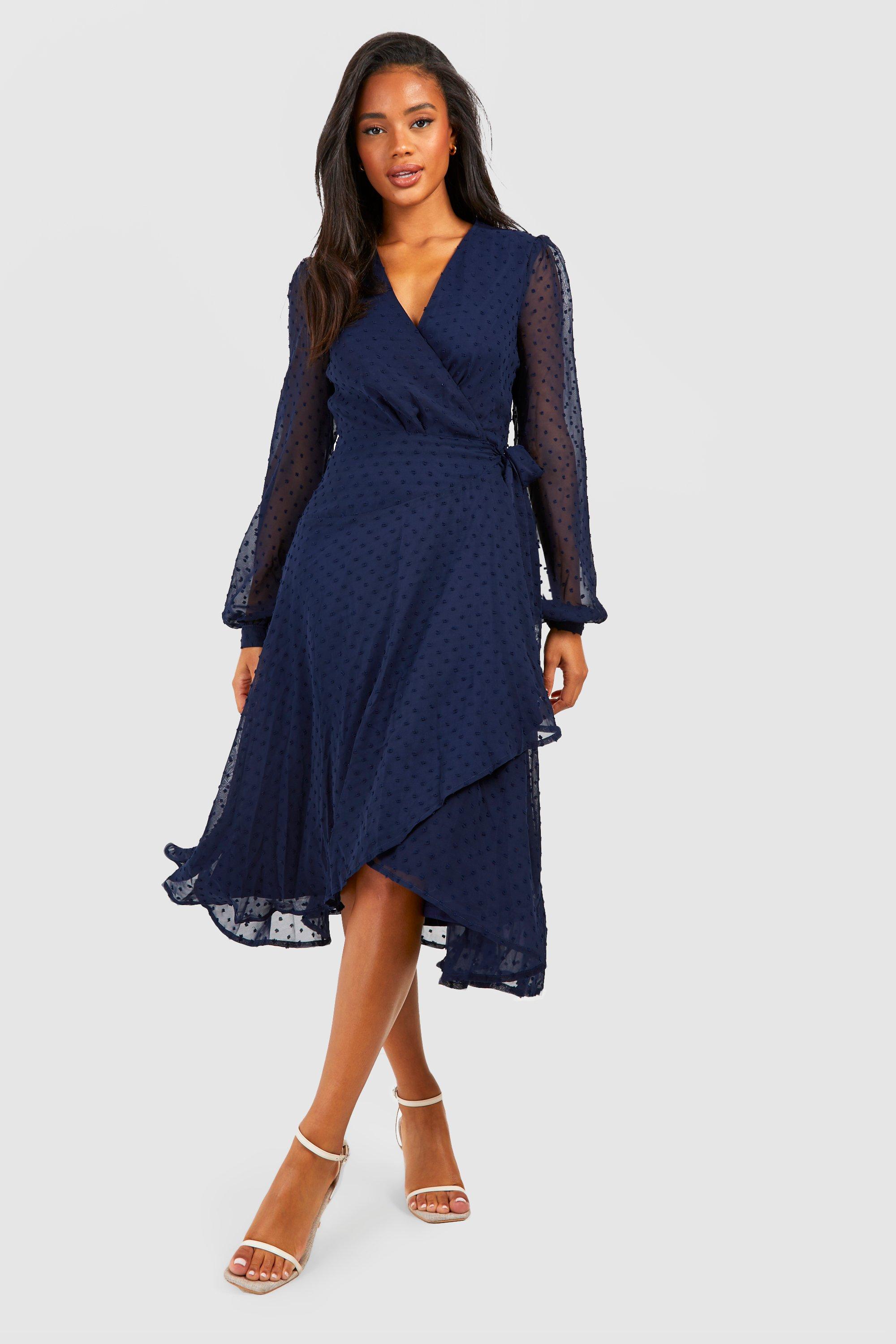 Quiz navy wrap clearance dress