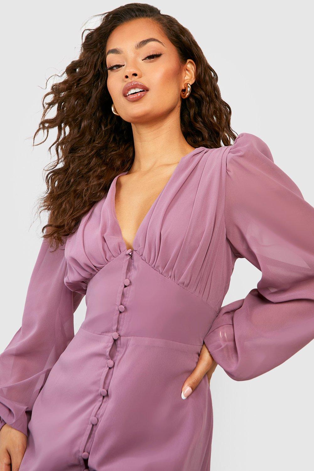 Boohoo button through midi dress best sale