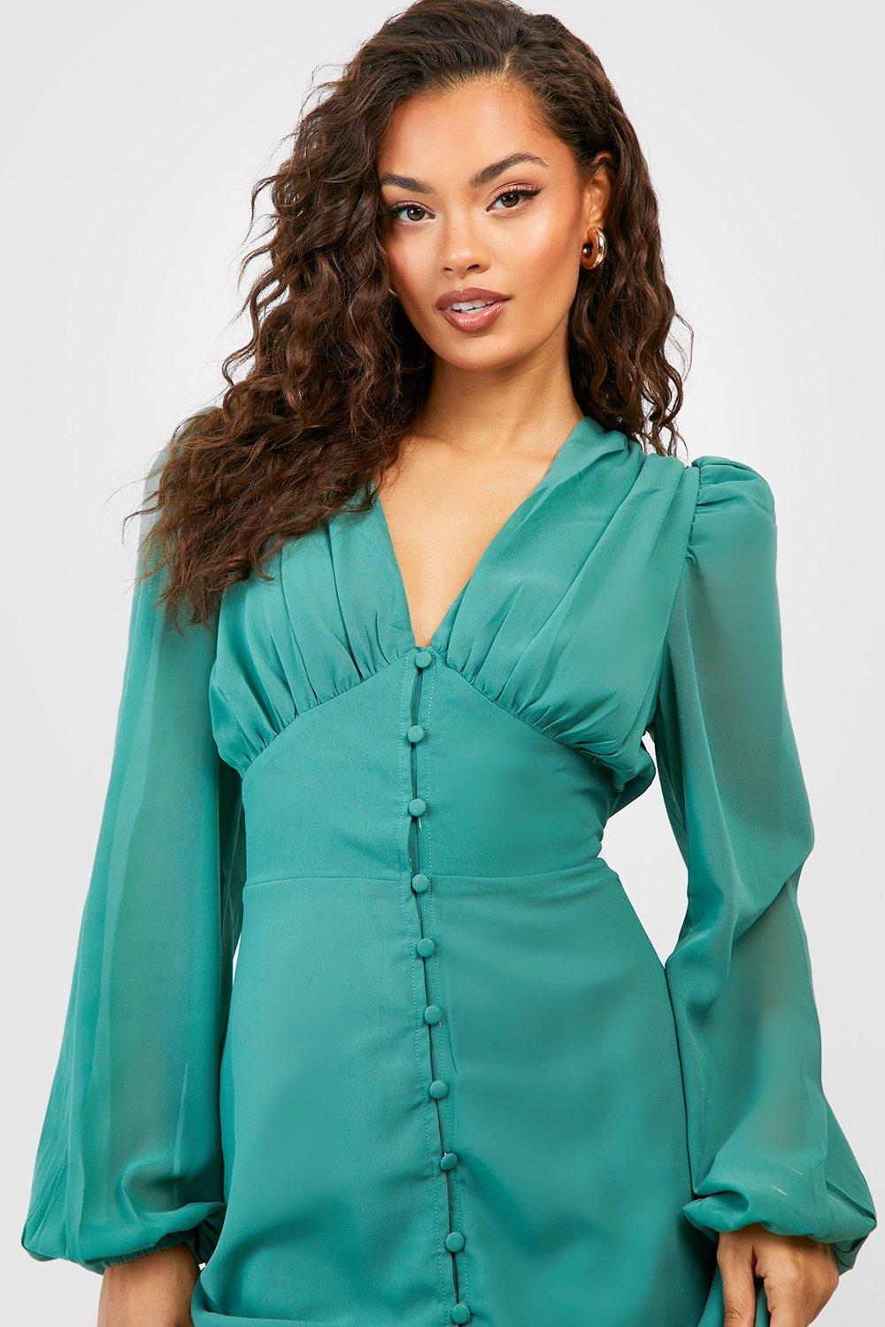 Boohoo green midi outlet dress