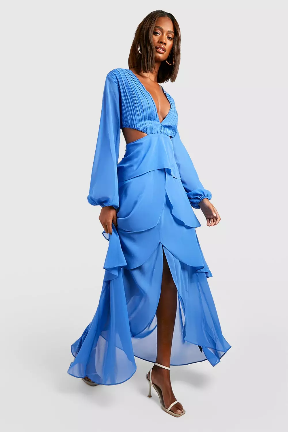 ★Cest Moidew★ Cest_Polkadot bow ruffled dress Halterneck Rose Detail Ruffle Maxi Dress | boohoo