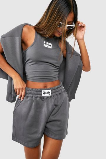 Dsgn Studio Crop Top Met Racer Hals En Shorts Set charcoal