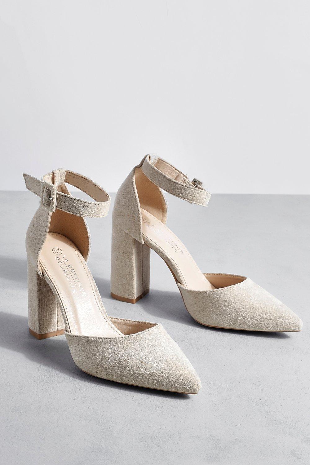 Escarpin talon carré beige sale