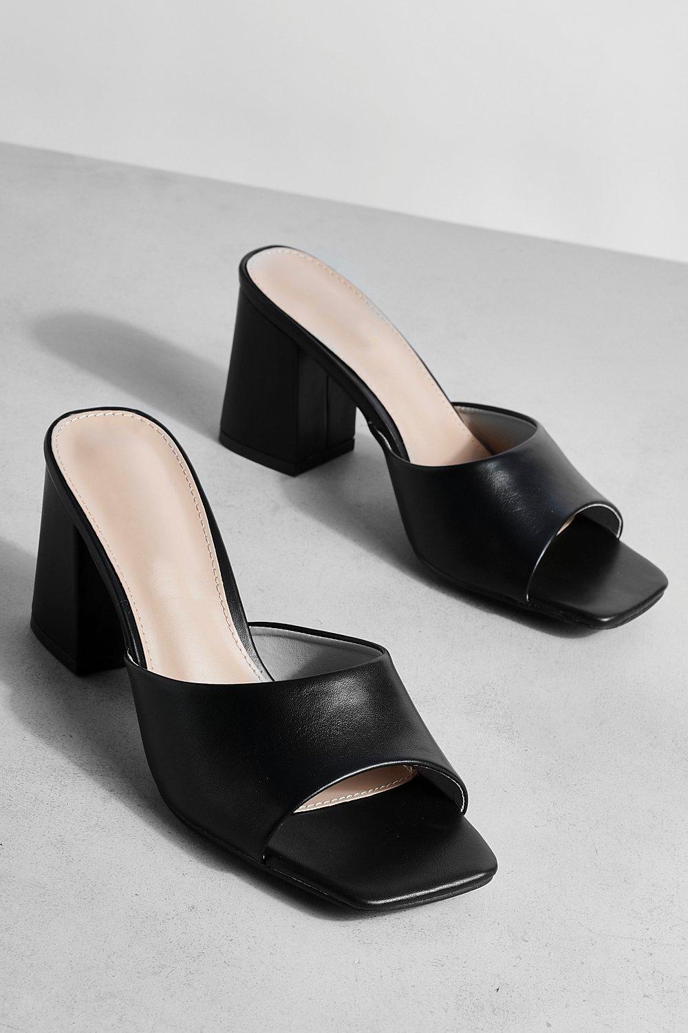 Black block heel mules online