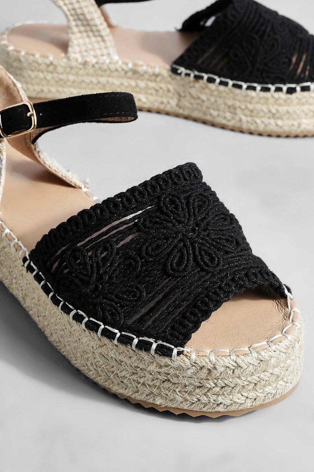 Black best sale crochet sandals