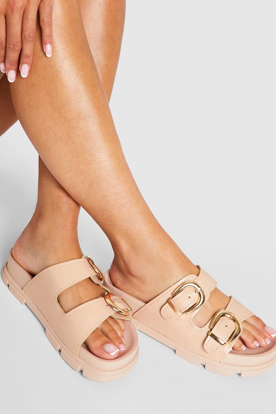 Nude Chunky Buckle Slides image number 1