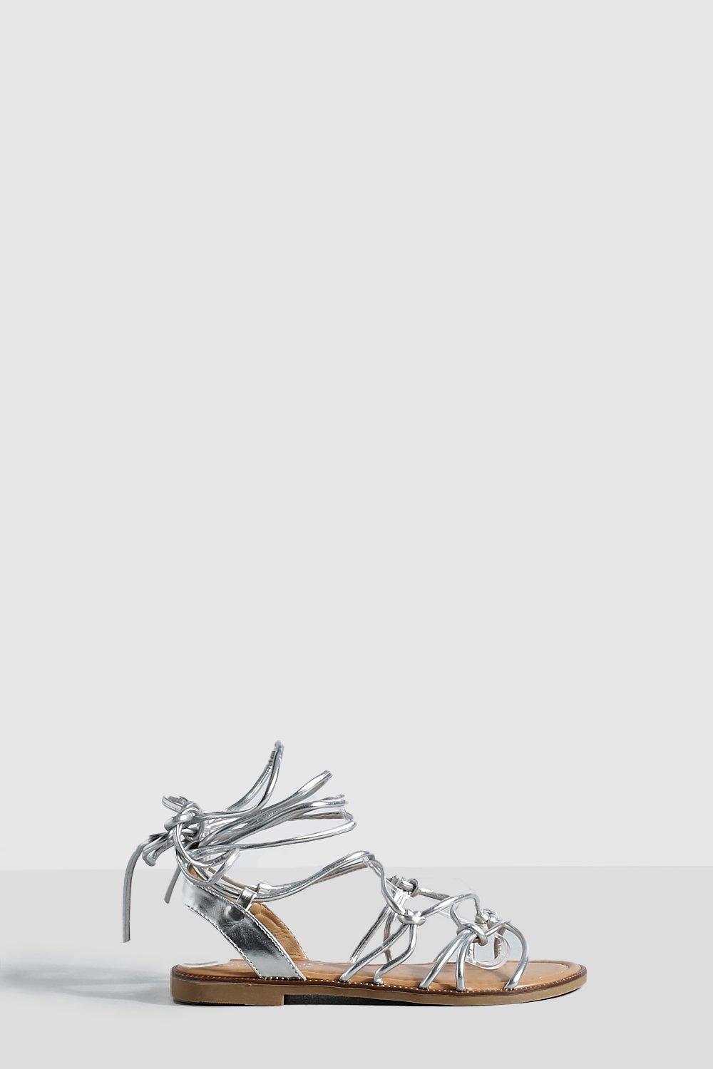 Silver hot sale sandals boohoo