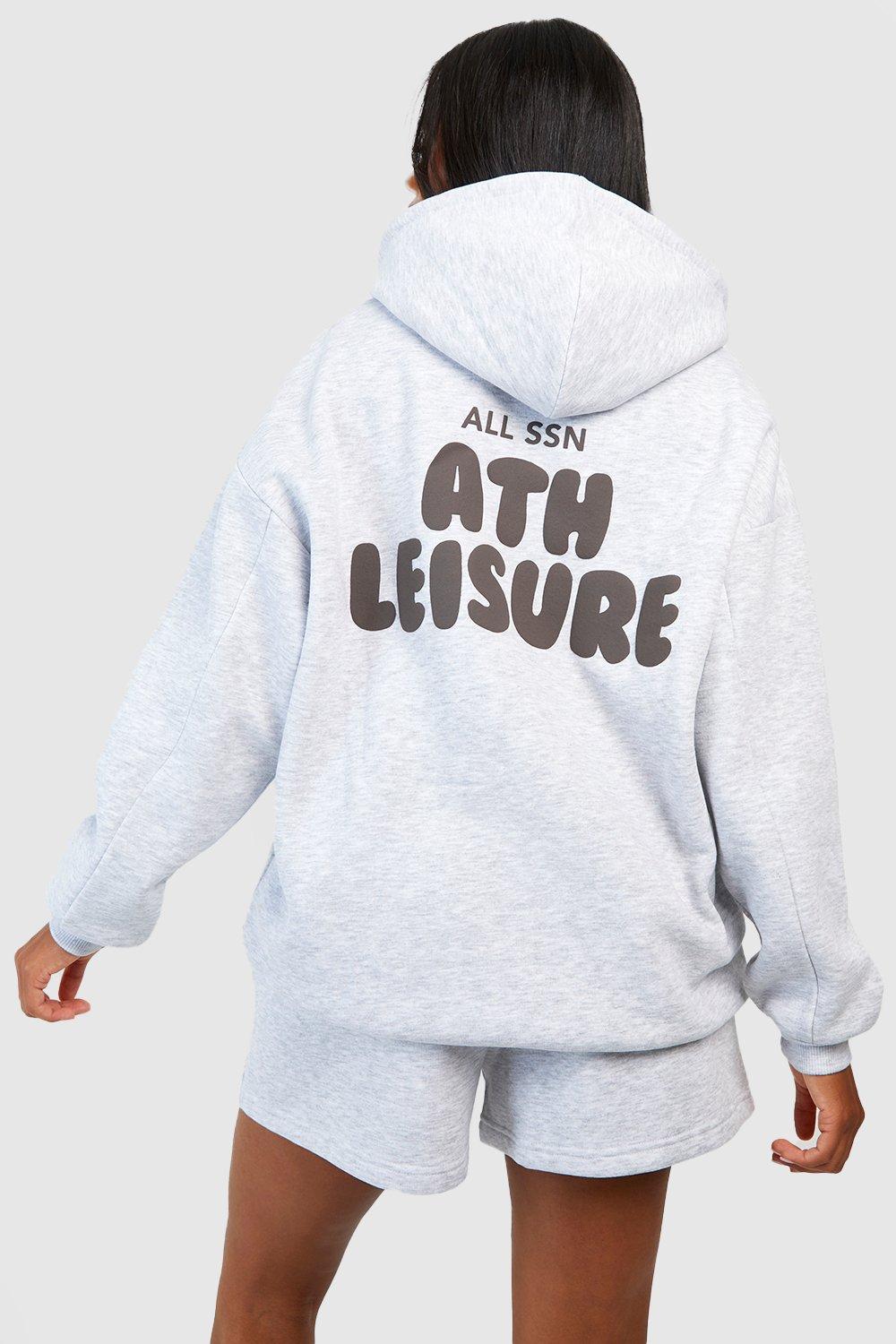 Athleisure Puff Print Slogan Hooded Tracksuit