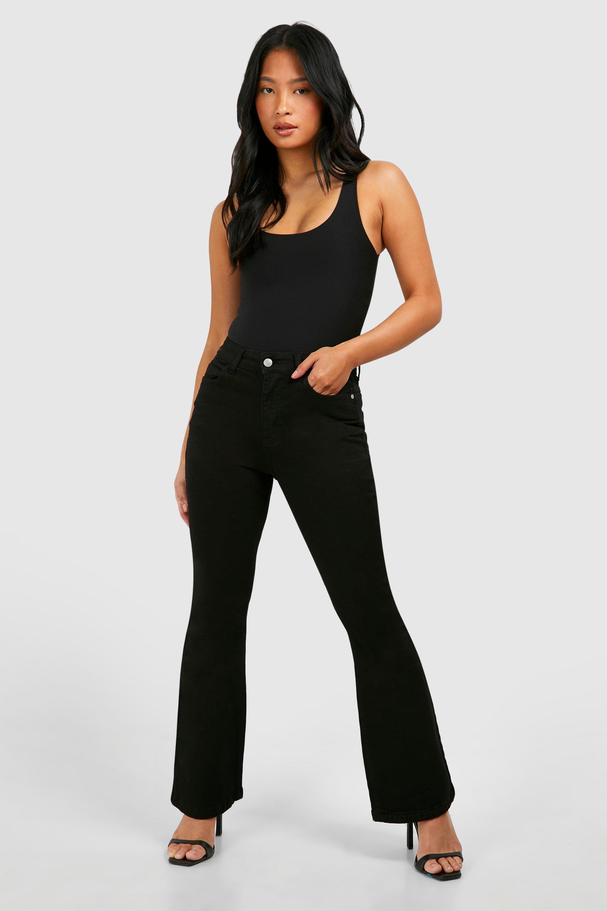 Washable Black Comfortable And Party Wear Plain Bell Bottom Jeans