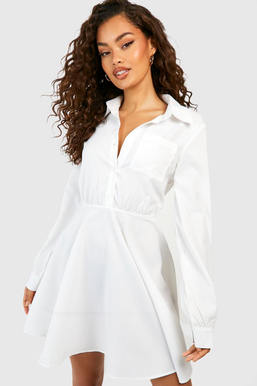 Robe chemise en popeline, White image number 1