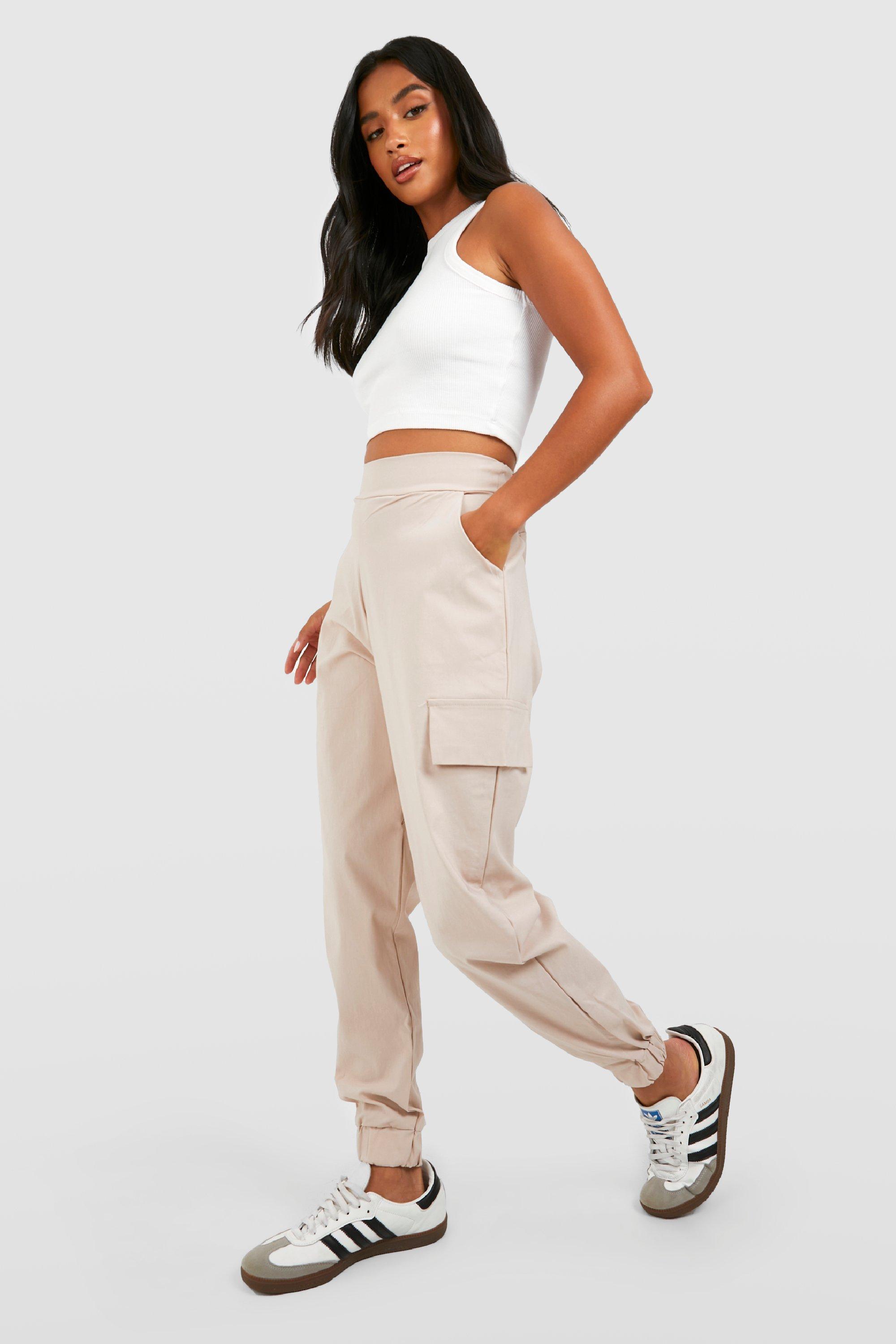 Cargo Trousers With Cuffed Bottoms Beige