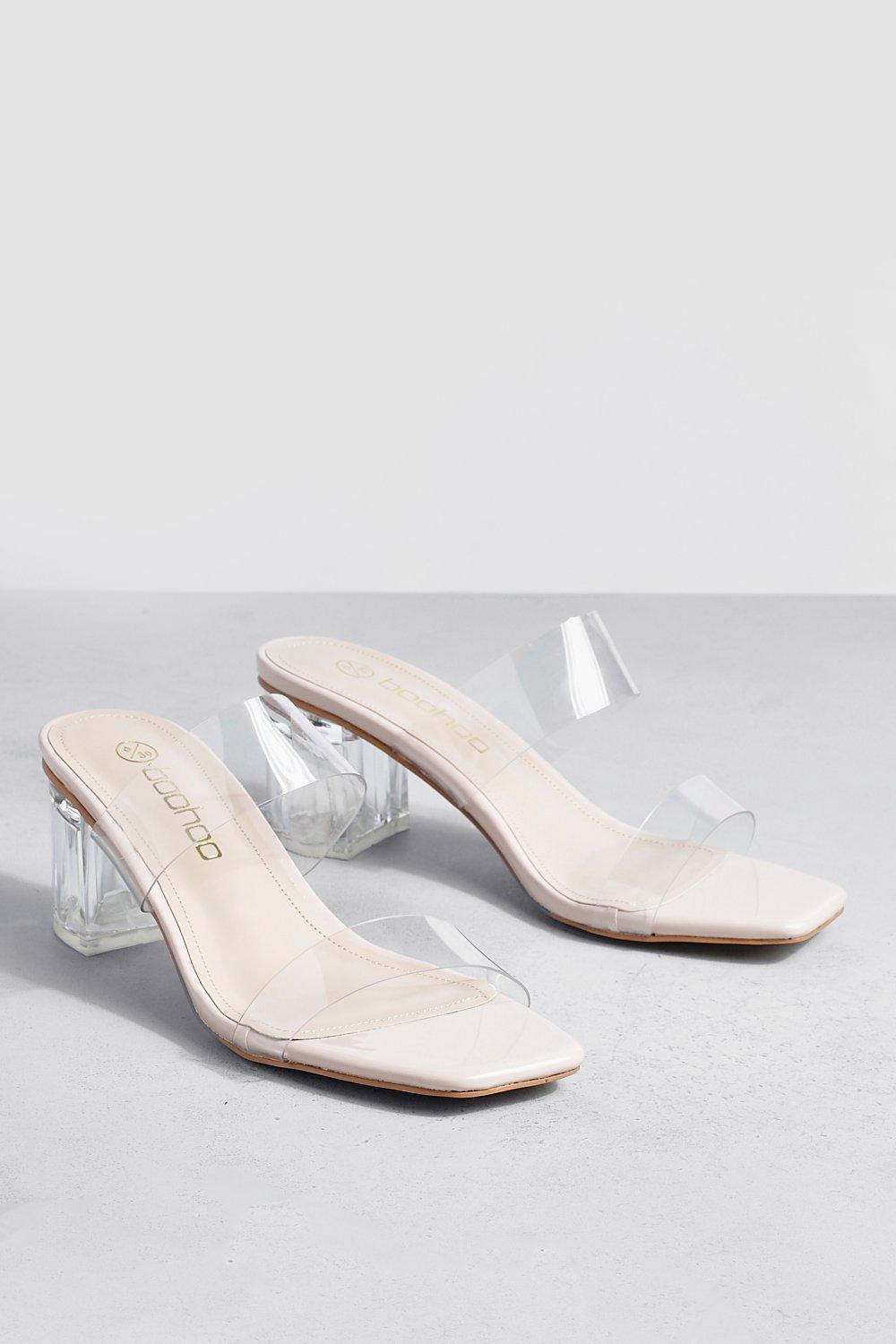 Chunky heel outlet clear mule sandals