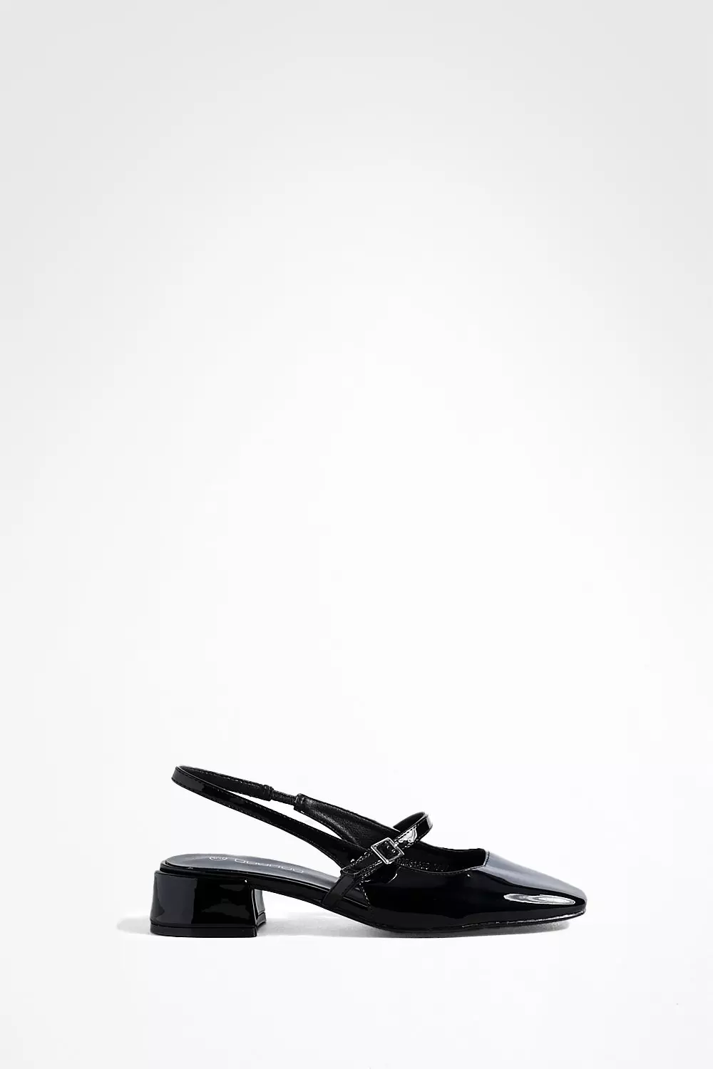 Black Low Block Heel Patent Slingback Ballets alternative image