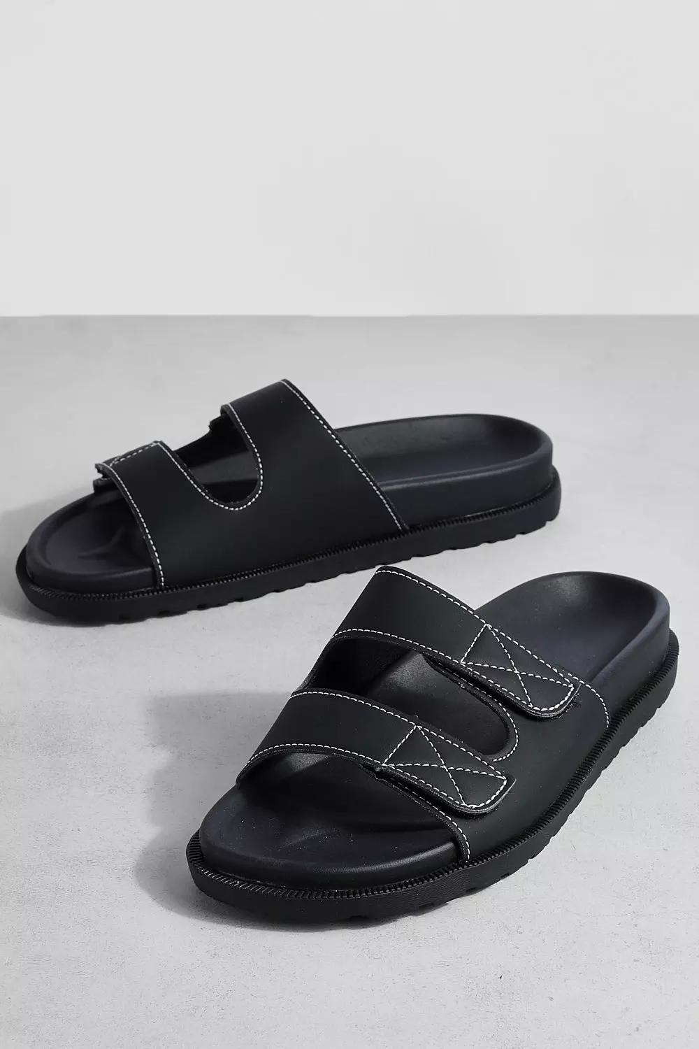 Black Chunky Slider Double Strap Sliders alternative image