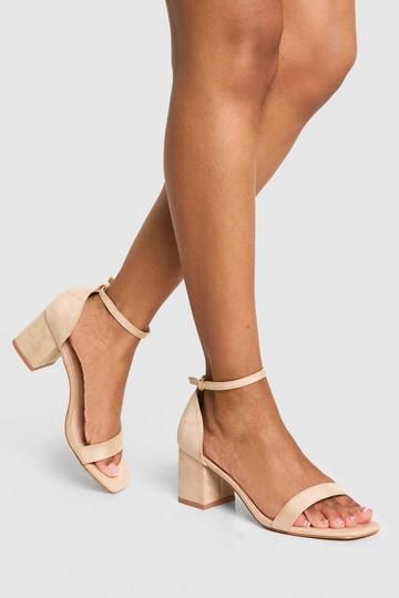 Wide Fit Low Block Barely There Heels nude